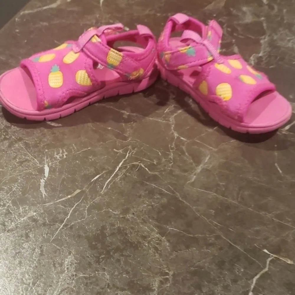Cat & Jack Toddler Baby‎ Girls Pink Florida Pineapple Hook & Loop Sandals Size 5